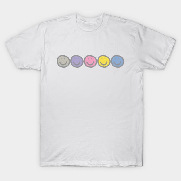 Enlightenment Smiles Five Smiley Face Drawings T-Shirt by ellenhenryart